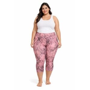 Bebe Active Womens 3X Pink Snakeskin Print Cropped Leggings Plus Size Capri